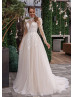 Beaded Lace Satin Chic Wedding Dress With Detachable Train